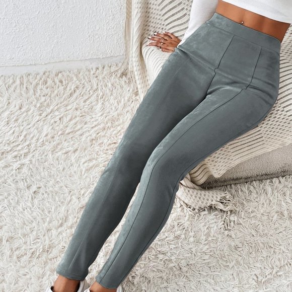 MODA ME COUTURE Pants - Casual Womens Solid High Waist Leggings greenish
